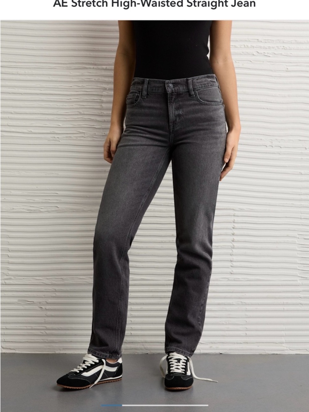 American Eagle Outfitters Straight Leg High-Waist Jeans - Charcoal Gray